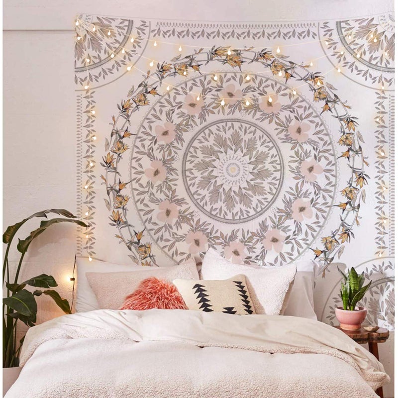Simpkeely Sketched Floral Medallion Tapestry, Bohemian Mandala Wall Hanging Tapestries, Indian Art Print Mural for Bedroom Living Room Dorm Home DÃ©cor 59.1 x 59.1 Inchesï¼ˆMauveï¼‰ - Image 2